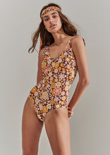 Load image into Gallery viewer, Brown Mod Floral One Piece