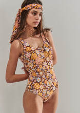 Load image into Gallery viewer, Brown Mod Floral One Piece