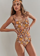 Load image into Gallery viewer, Brown Mod Floral One Piece