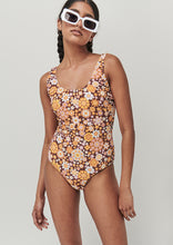 Load image into Gallery viewer, Brown Mod Floral One Piece