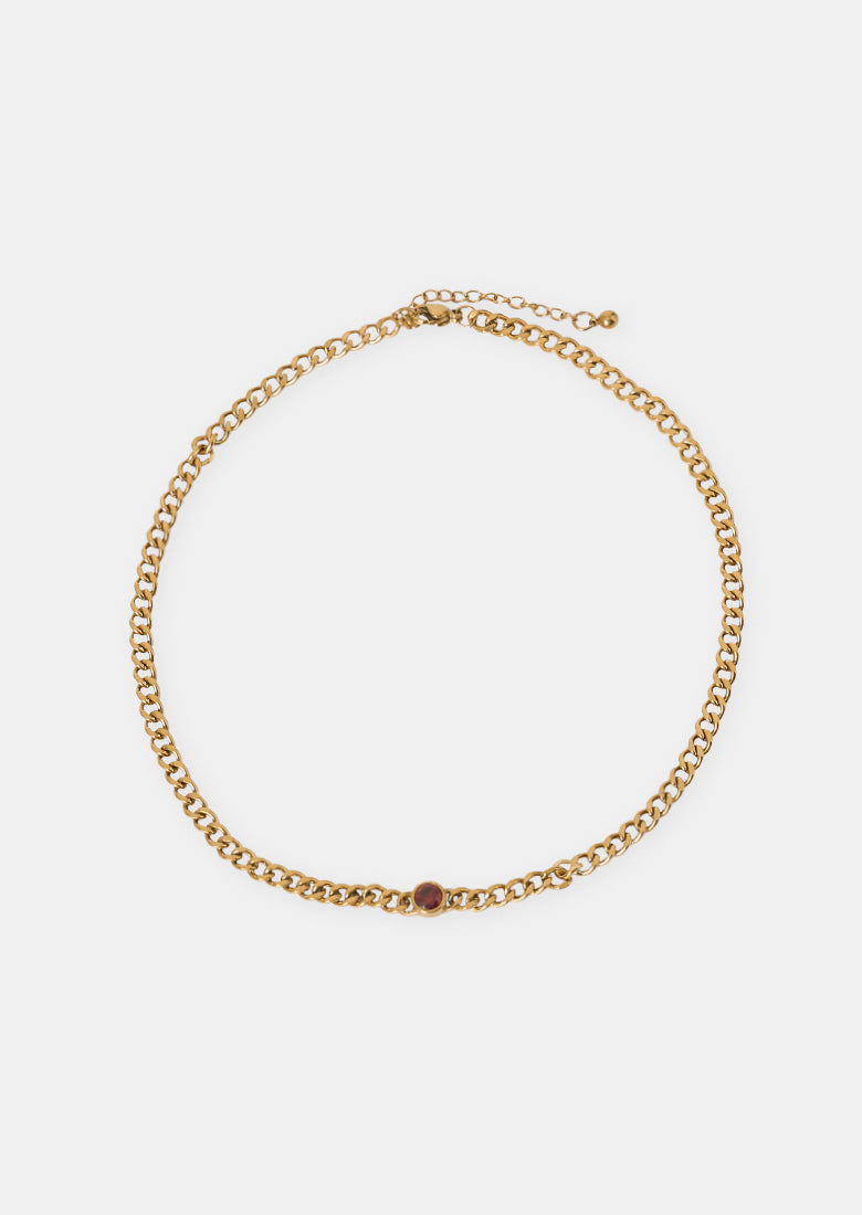 Garnet Curb Chain Necklace