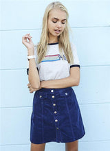 Load image into Gallery viewer, Corduroy Navy Skirt

