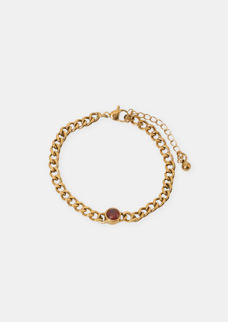 Garnet Curb Chain Bracelet