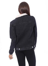 Load image into Gallery viewer, Black Denim Fur Lined Jacket
