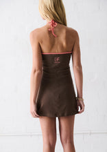 Load image into Gallery viewer, WDress Winnie Halter Mini; Y2K Flo Carob/Coral
