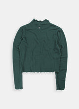 Load image into Gallery viewer, Bottle Green Plush Frill Skivvy

