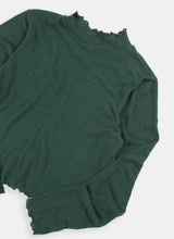 Load image into Gallery viewer, Bottle Green Plush Frill Skivvy
