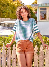 Load image into Gallery viewer, Teal Stripe Karma Tee
