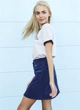 Load image into Gallery viewer, Corduroy Navy Skirt
