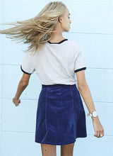 Load image into Gallery viewer, Corduroy Navy Skirt

