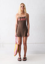 Load image into Gallery viewer, WDress Winnie Halter Mini; Y2K Flo Carob/Coral
